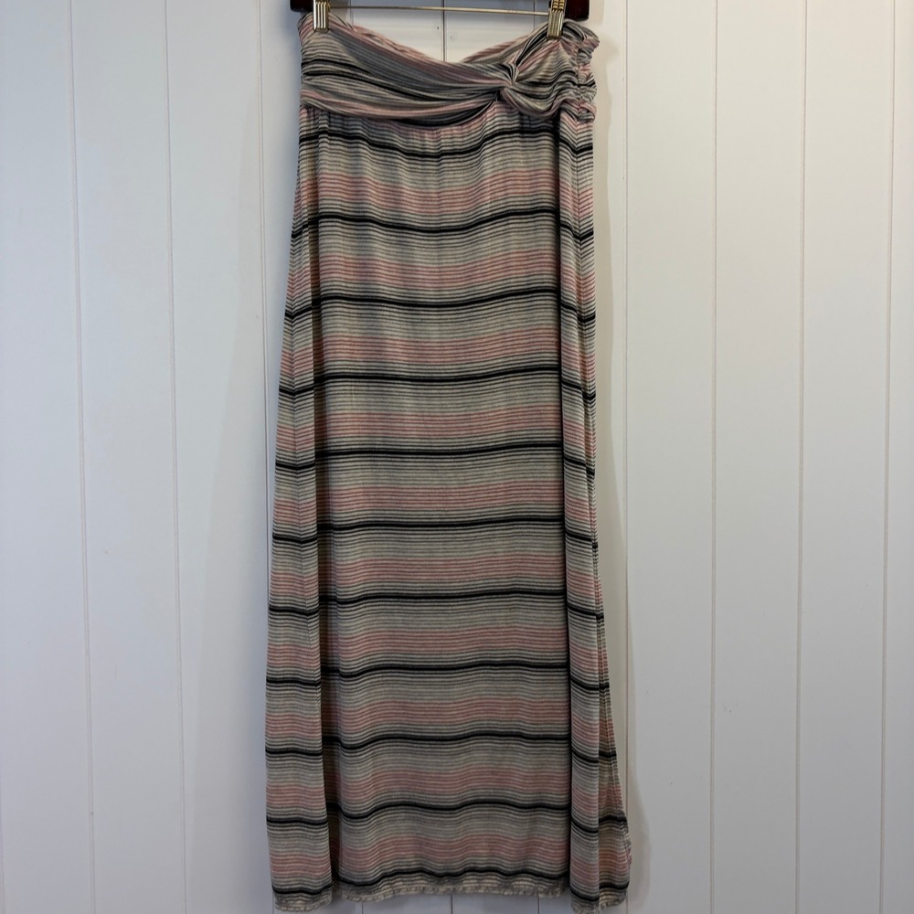 Studio M Y2K Boho Striped Maxi Skirt Women Large Summer Nautical Resortwear Chic